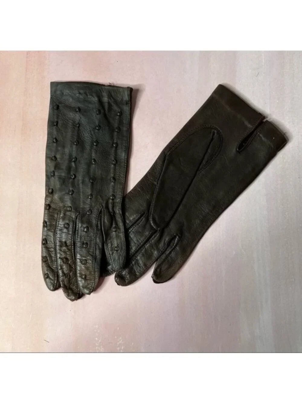 Vintage Leather Threaded Driving Gloves